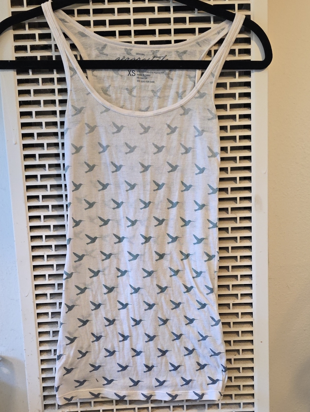 Aeropostale White Tank with Teal Bird Print